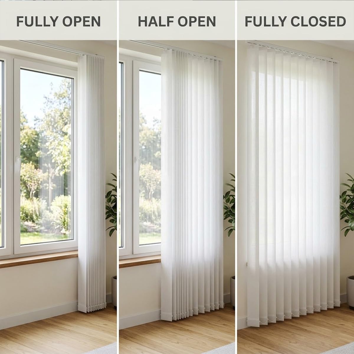 Generico Tenda Verticale Scorrevole in Tessuto, Anti-UV e Protezione da Luce, Tende Verticali Oscuranti per Privacy, Ideali per Camera, Cucina e Ufficio Domestico(250cmW*200cmH)