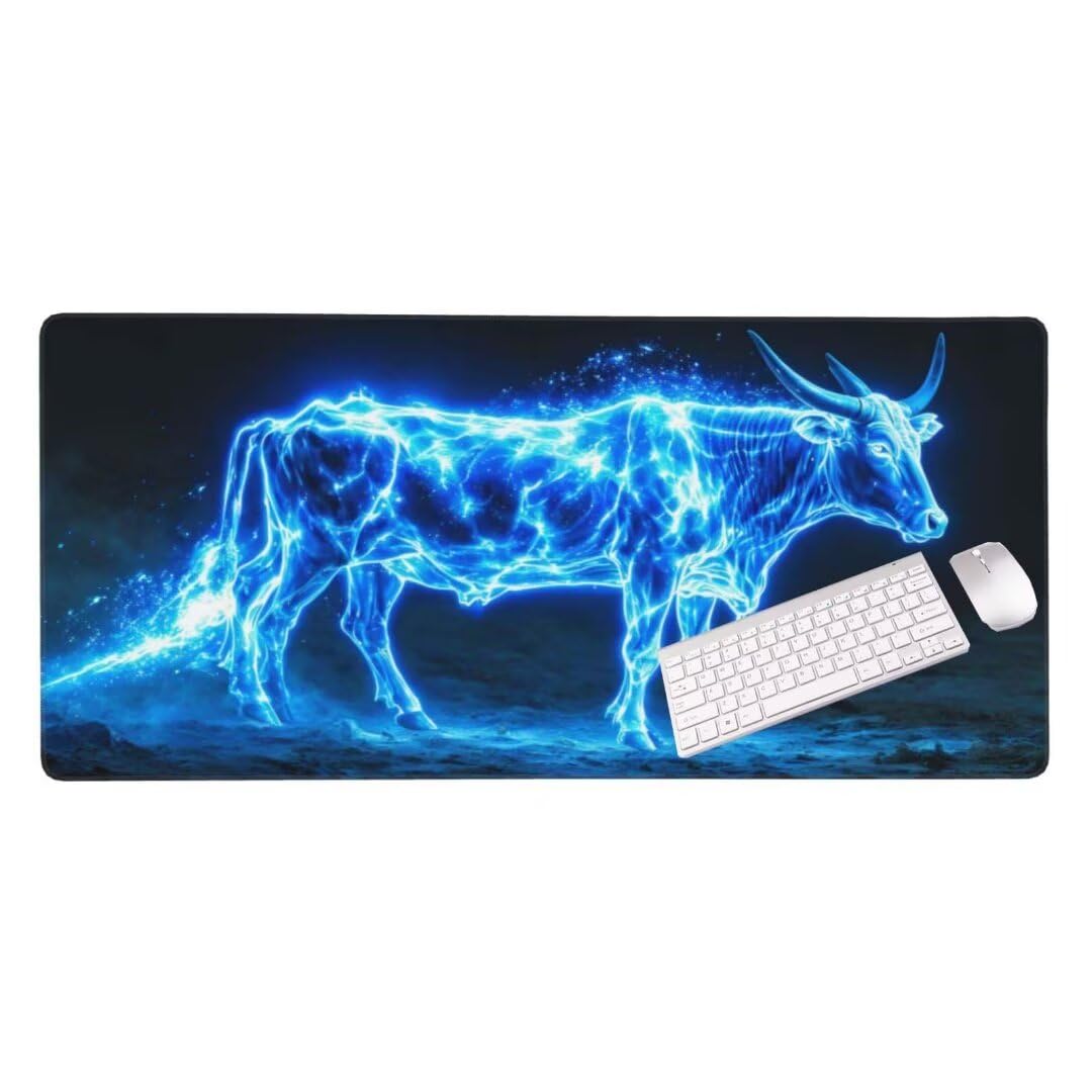 Alfombrilla de ratón 1400x600x3 MM, Alfombrilla Ratón XXL Extendida de Gran Tamaño con Bordes Cosidos, Resiste Salpicaduras, Base de Goma Antideslizante Almohadilla para Teclado, Ganado animal S-3341
