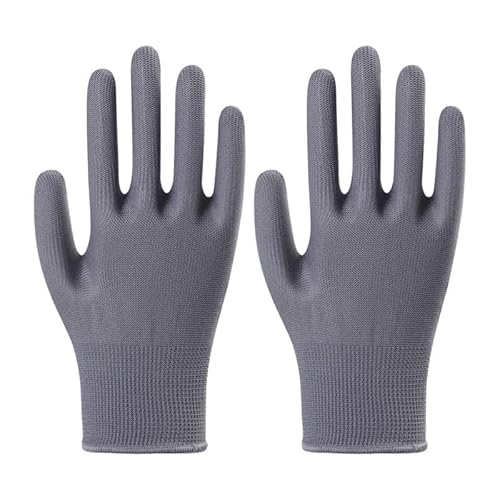 MRWYWBKF 12pairs nylon work gloves, lightweight, breathable, durable, suitable for construction, gardening, machinery, fishing(Gray)
