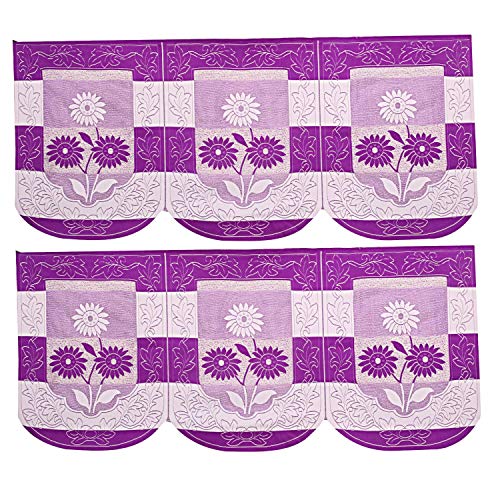 Image of Kuber Industries Side Flower Cotton 5 Seater Sofa Cover, 70 inch x 29 inch, Set of 6, Purple
