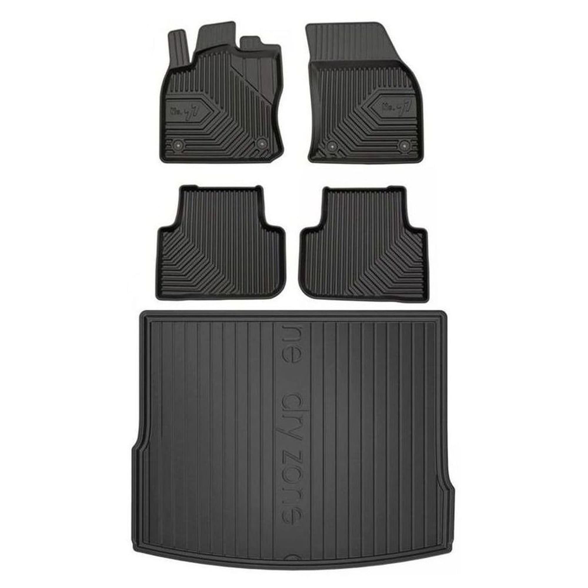 MOTOS Set de alfombrillas de goma y alfombrillas de maletero para Volkswagen Tiguan II desde 2015 Mejora la comodidad de tus viajes con la alfombrilla antideslizante para coche NO.77- alfombrillas par