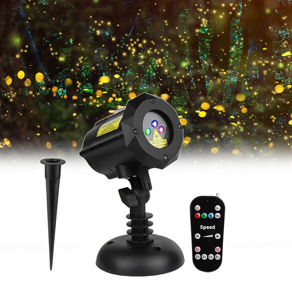 LED Christmas Projector Light Outdoor - Dynamic Firefly Lamp for Festival Event, Xmas Party & Patio Decor - Waterproof Landscape Light for Wall Decoration