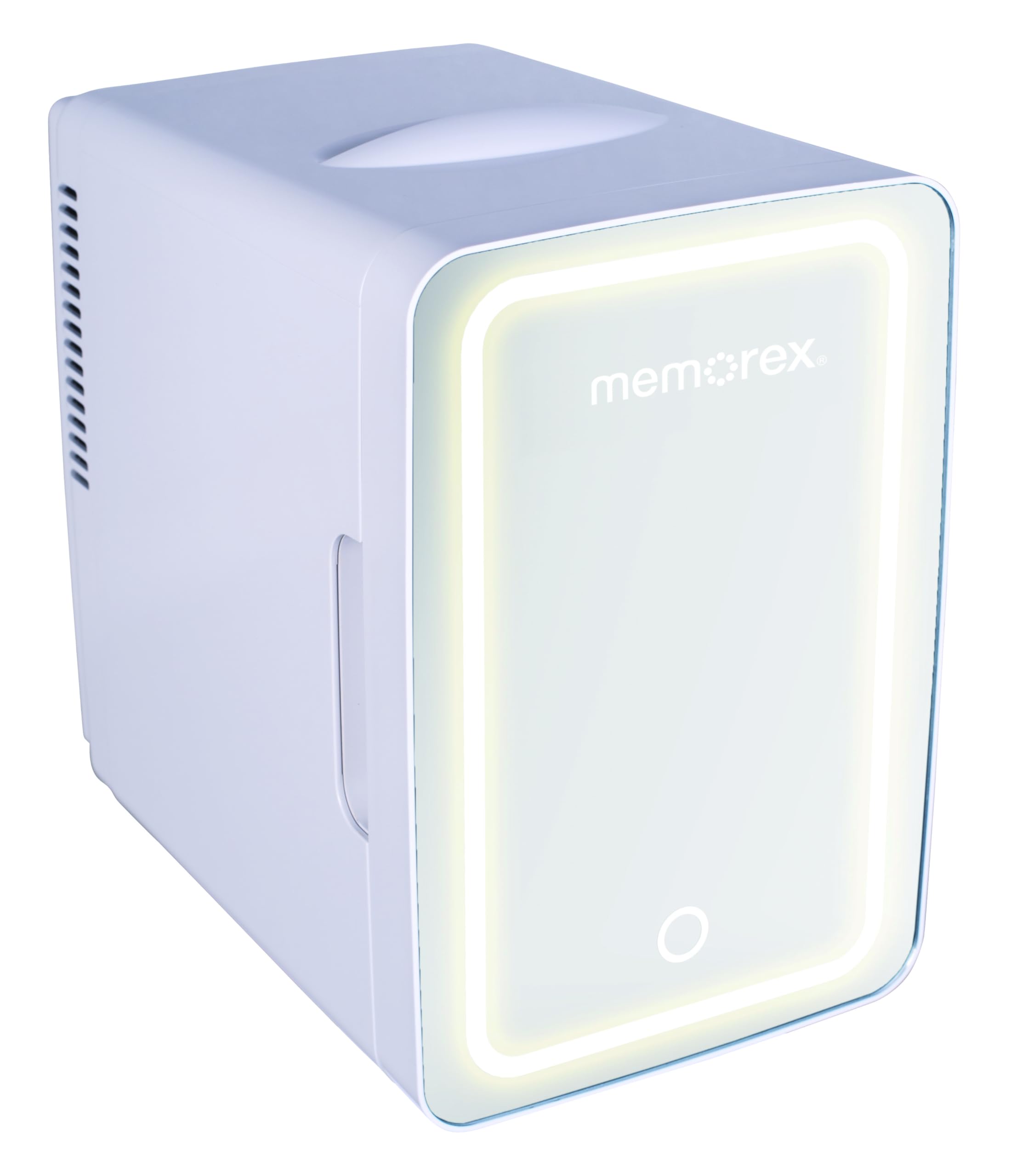 Memorex MX-FR690 6.5L Mini Beauty Lighted Mirror Fridge | Portable Cooler & Warmer for Drinks, Cosmetics, Medication, AC & Vehicle Adaptors | Eco-Friendly | LED Mirror for Makeup & Skincare
