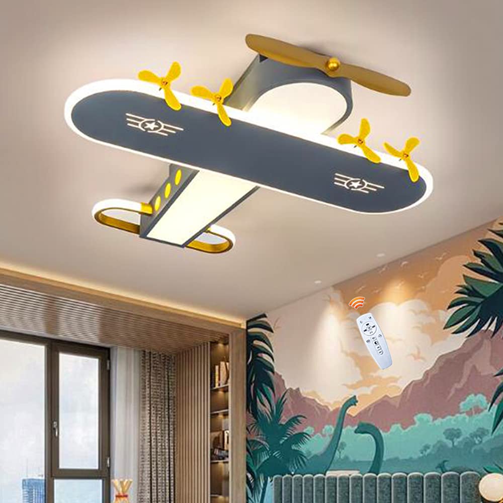 Airplane Ceiling Lamp LED 59W Creative Ceiling Light Modern Dimmable Children's Room Lamp Metal Chandelier Acrylic Shade Boys Room Bedroom Kindergarten Study Room Pendant Light Indoor Lighting