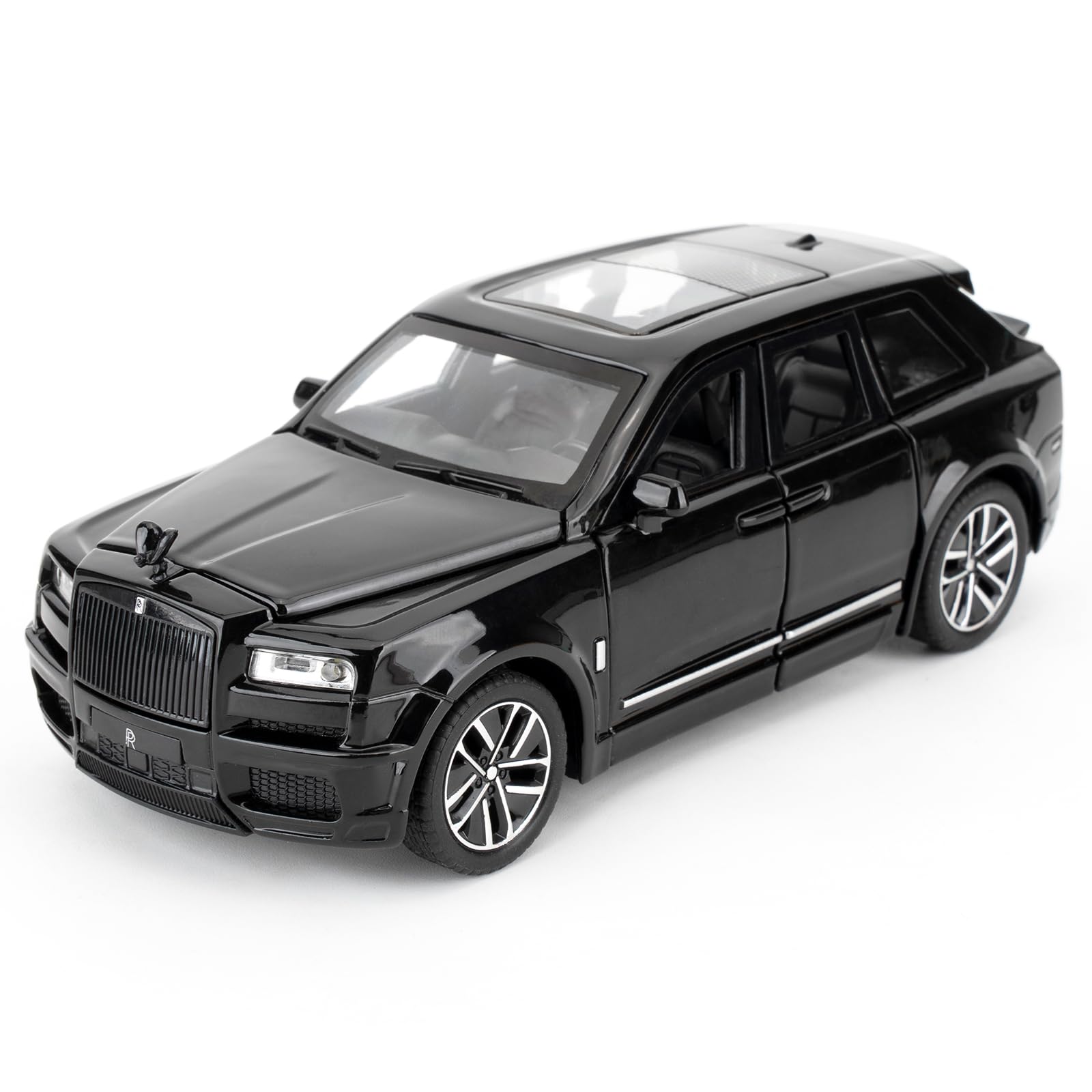 1/32 Rolls-Royce Cullinan Toy Model with Sound and Light, Pullback Function - Collector Grade Black Car, Gift for Kids