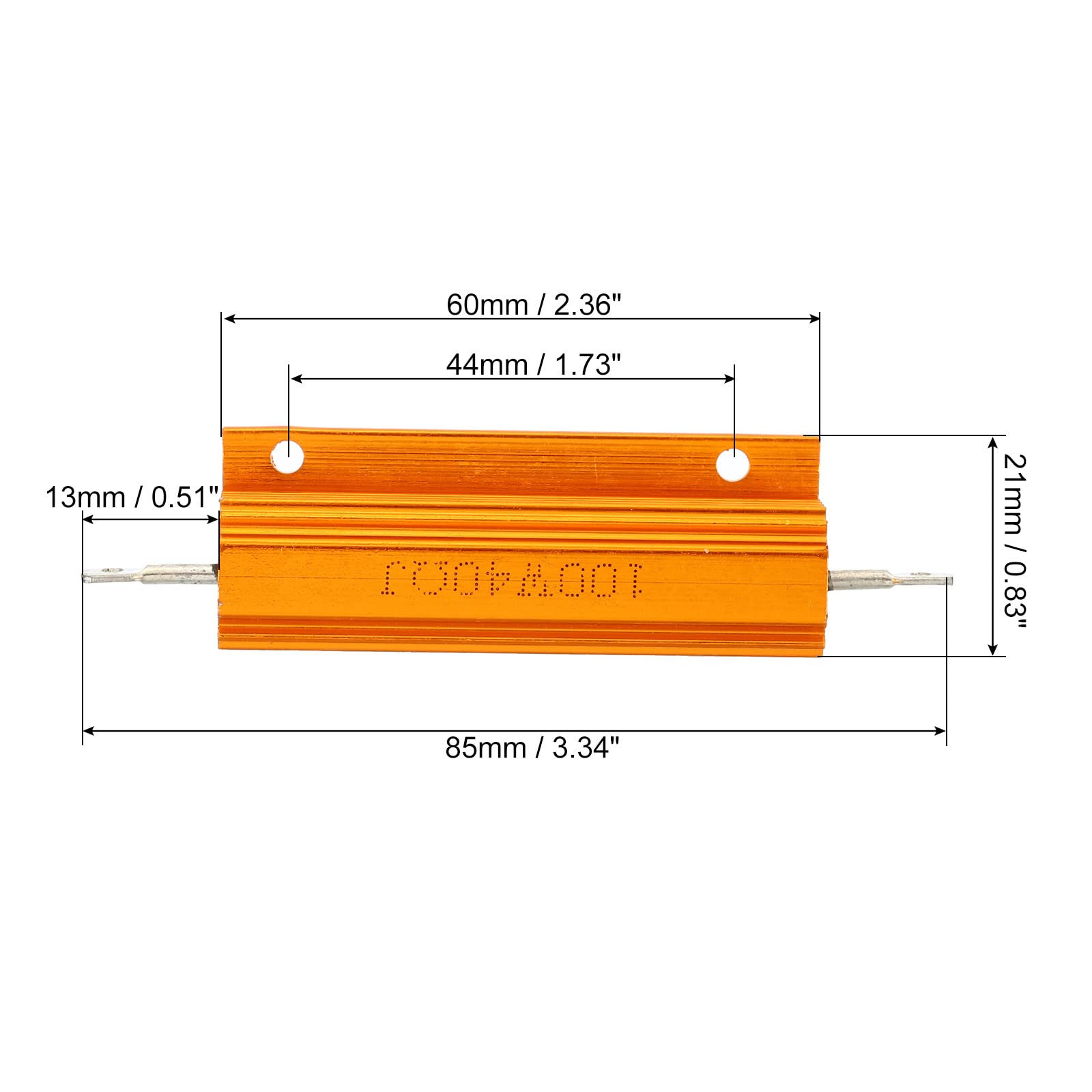 PATIKIL 2 sztuki 100 W 40 omów aluminiowa obudowa rezystor drut rezystor śruba opór moc rezystor złoty odcień