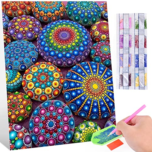 Colourful Artistry DIY 5D Diamond Painting by Number Kits -Mandala Stones Diamond Crystal Gem Art Painting with Full Drill Round Diamond - Perfect for Home Wall Decor Birthday Gifts for Women