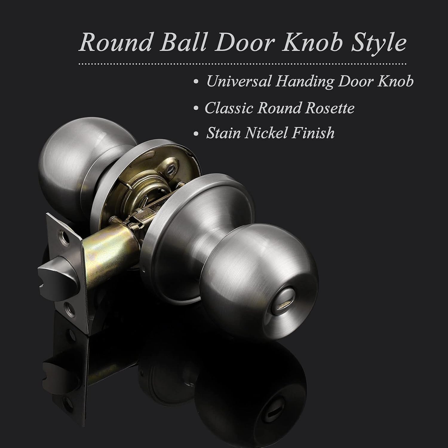 Probrico (6 Pack Privacy Door Knobs and (2 Pack) Single Side Dummy Handles, Interior Doorknob Brushed Nickel Finish
