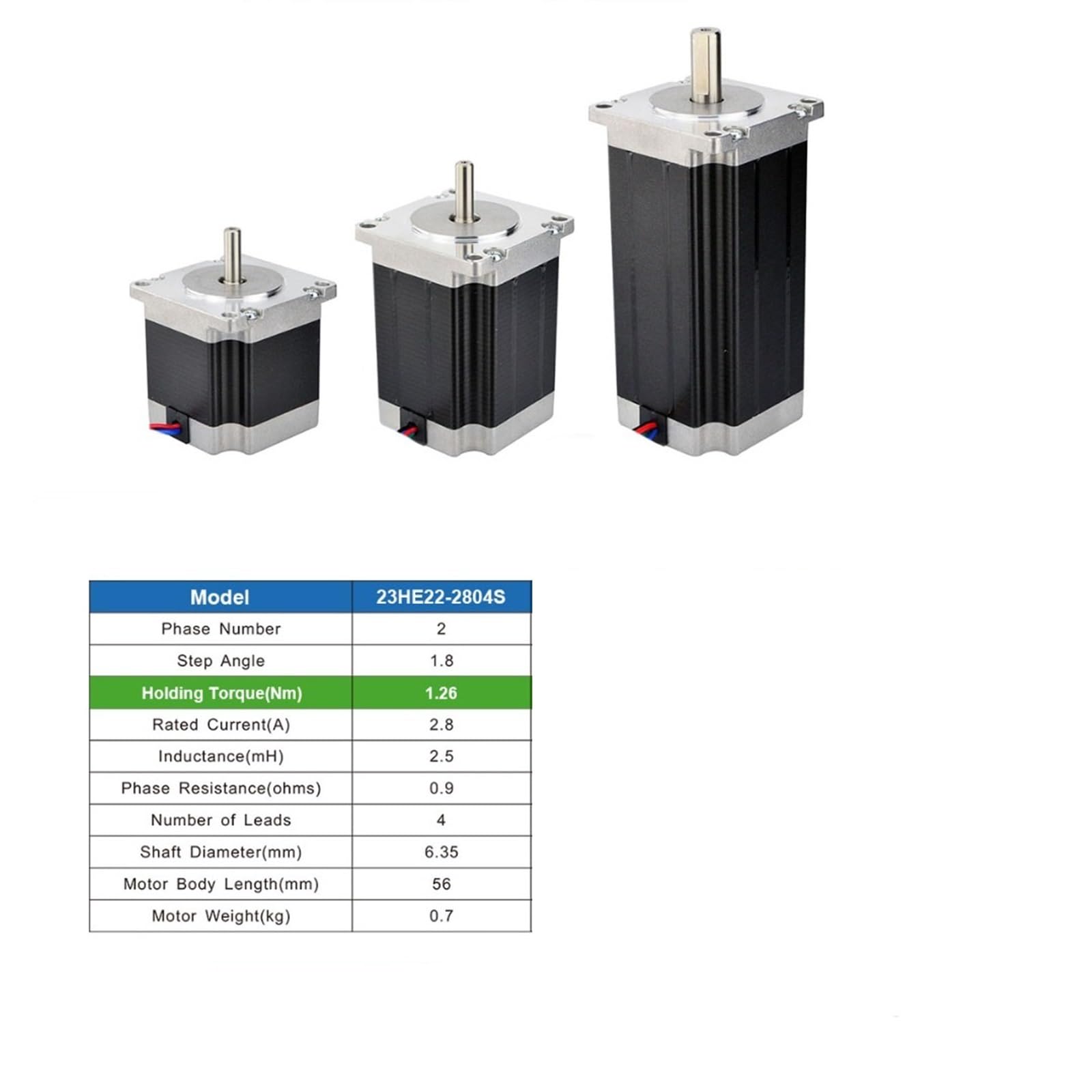 GTPBAO sterownik sterownika 1 szt. Nema 23 silnik krokowy 1,26 Nm 2,8 A 57 x 57 x 56 mm silnik krokowy 2 fazy 4 przewody 6,35 mm średnica wału maszyna CNC