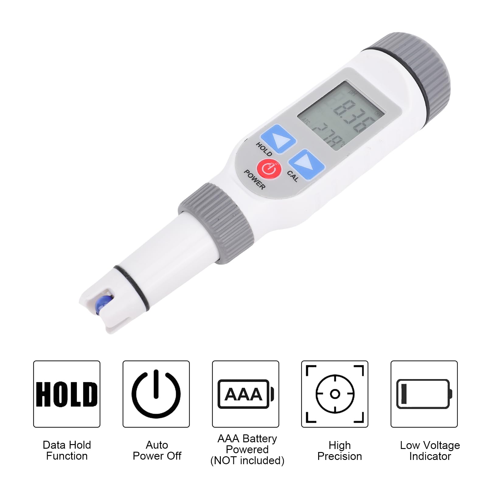 Garosa PHmetro Portatile a Penna con Compensazione della Temperatura con Spegnimento Automatico Intervallo di PH 0,00-14,00 Include Soluzioni di Calibrazione per Test di Laboratorio (PH-B)
