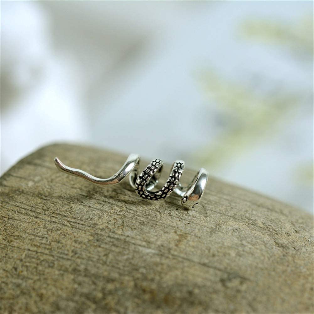 CMBSSTFC Orecchini a Lobo, Elegante S925 Clip per Orecchio retrò Clip per Orecchio a Forma di Serpente Senza Gioielli per Orecchio Forato da Donna/Singolo/