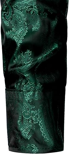 Miniatura 6 de ZEROYAA Camisa de vestir de manga larga con botones de jacquard de cachemira para hombre para fiesta de graduación