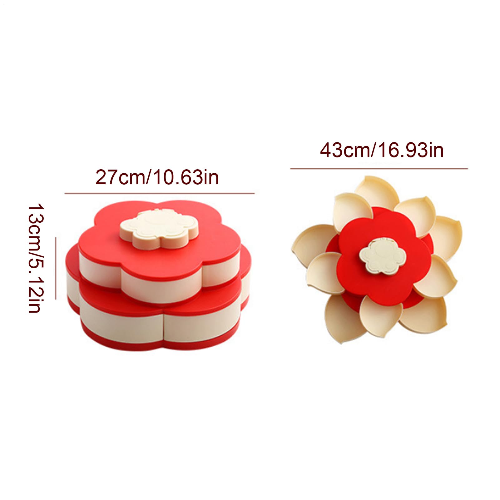 Bandeja de servir dividida | giratoria en forma de flor, bandeja de