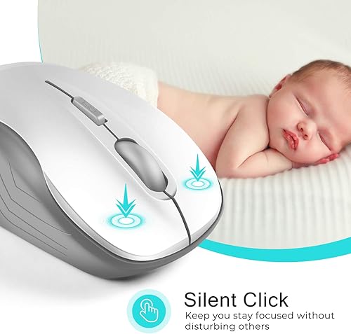 Miniatura 3 de LeadsaiL Ratón inalámbrico silencioso 2.4G USB ratón de computadora compacto óptico inalámbrico mini ratón inalámbrico silencioso, 4 botones, 3 DPI