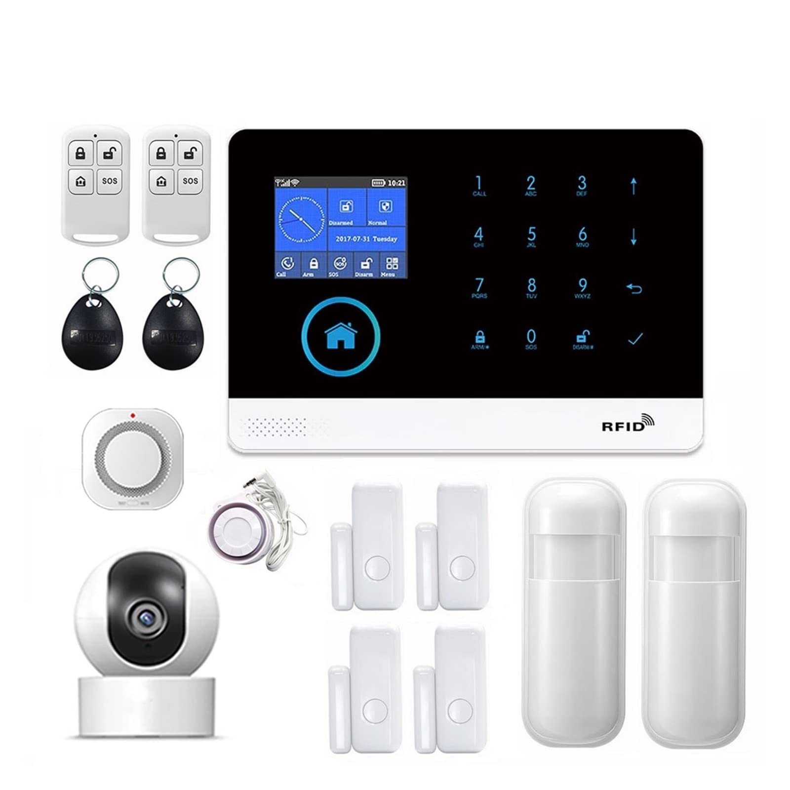 de alarma seguridad for el hogar GSM intercomunicador Control remoto Autodial 433MHz detectores Tuya APP Para casa y garaje(Medium)