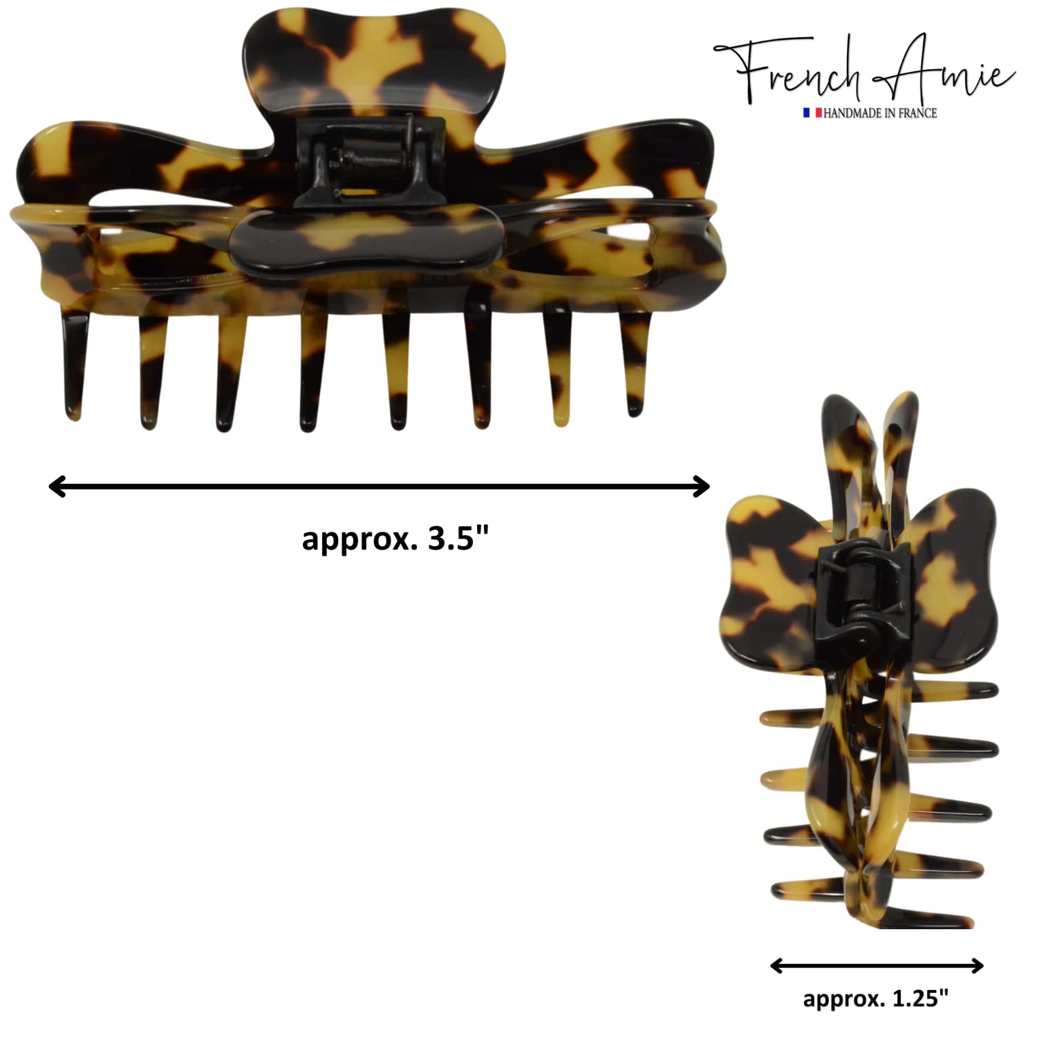 French Amie Farfalla grande 3 1/2" fatto a mano in acetato di cellulosa coperta a molla antiscivolo flessibile pinza per capelli per donne e ragazze, prodotto in Francia (Tokyo)