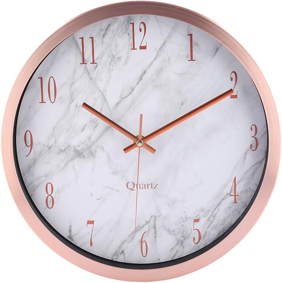 Foxom Marble Texture Wall Clock, 12 Inch Modern Silent Wall Clock Non