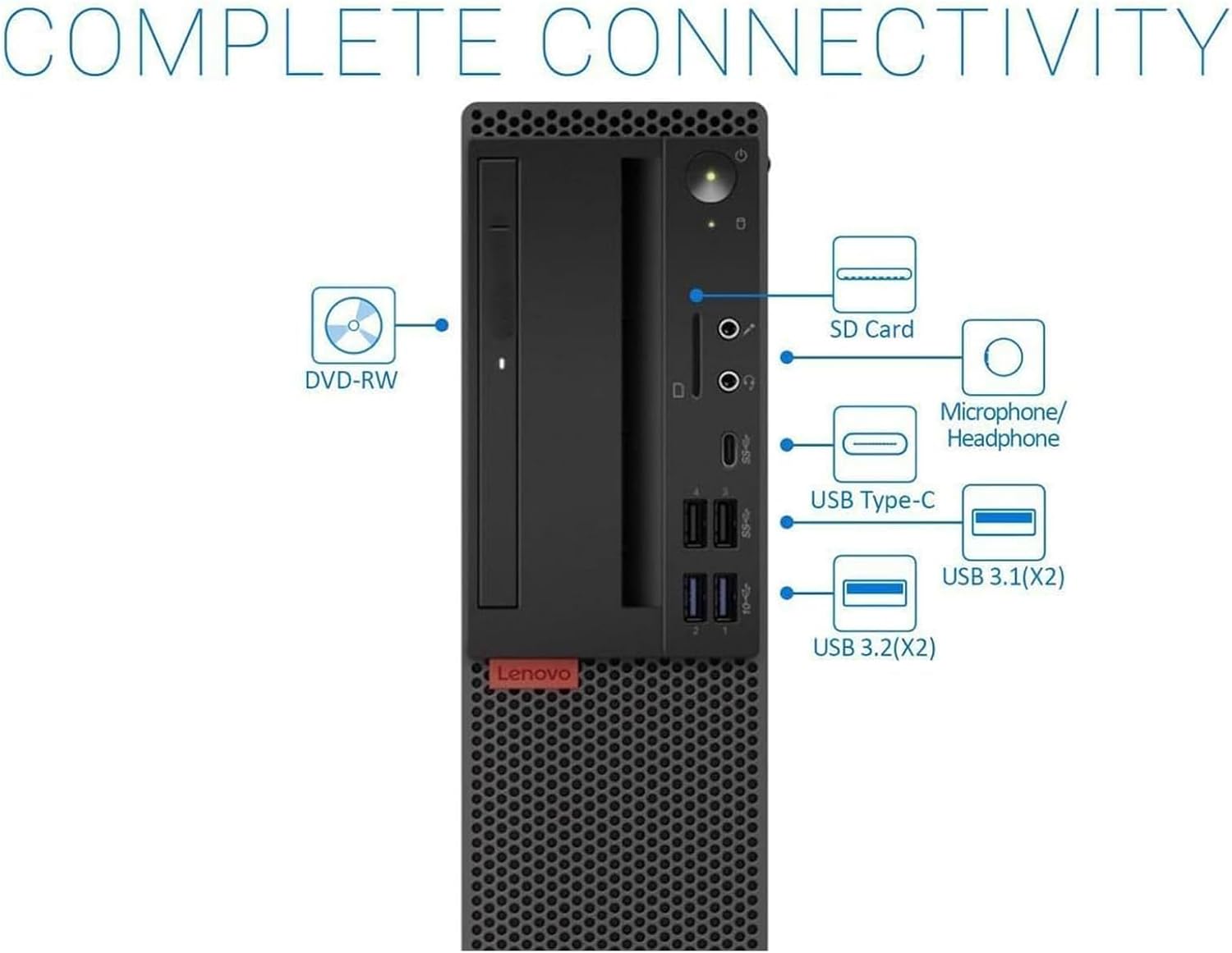 Lenovo ThinkCentre M720S SFF PC Desktop, Core 8100 3.6GHz, 8GB RAM, 256GB SSD, Keyboard & Mouse, WiFi, Windows11 Pro (Renewed)