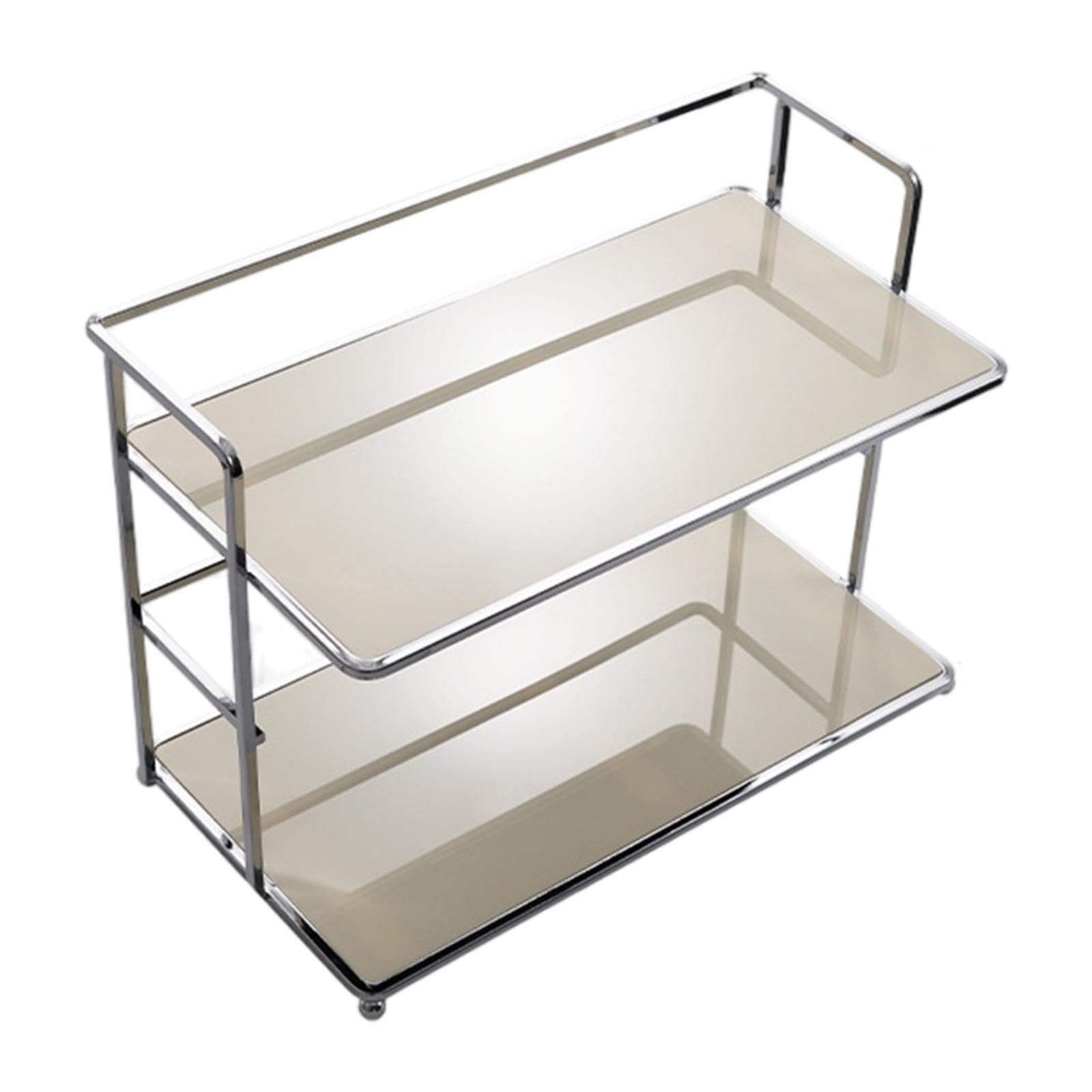 TWISAXC Desktop Storage Rack With Double Layer Makes Efficient Of Space Keeping Home Organized Table Sundries Display Shelf Office Storage Rack Etc. Clear