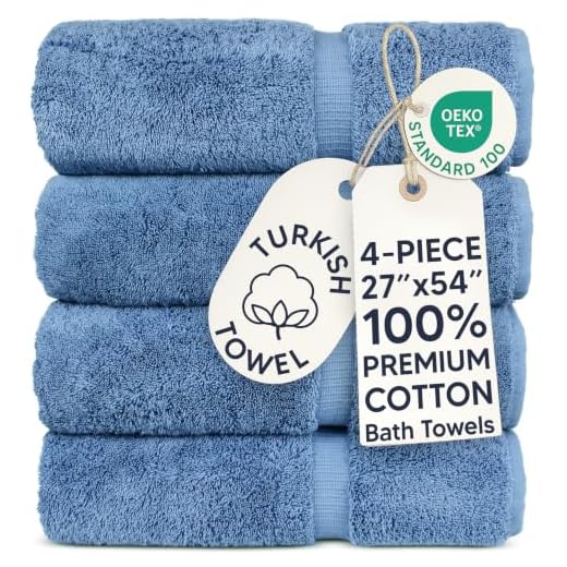 Luxury Hotel & Spa 100% Cotton Premium Turkish Bath Towels, 27" x 54'' (Set of 4, Wedgewood)