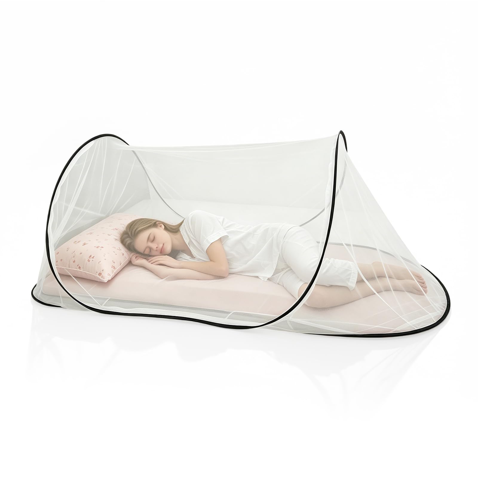 PRITOK Foldable Mosquito Net: Portable Net Fabric Family Mosquito Net Bed, Easy-Setup, Single Bed Foldable Travel Mosquito Nets for Family Camping and Kindergarten, Travel, Camping