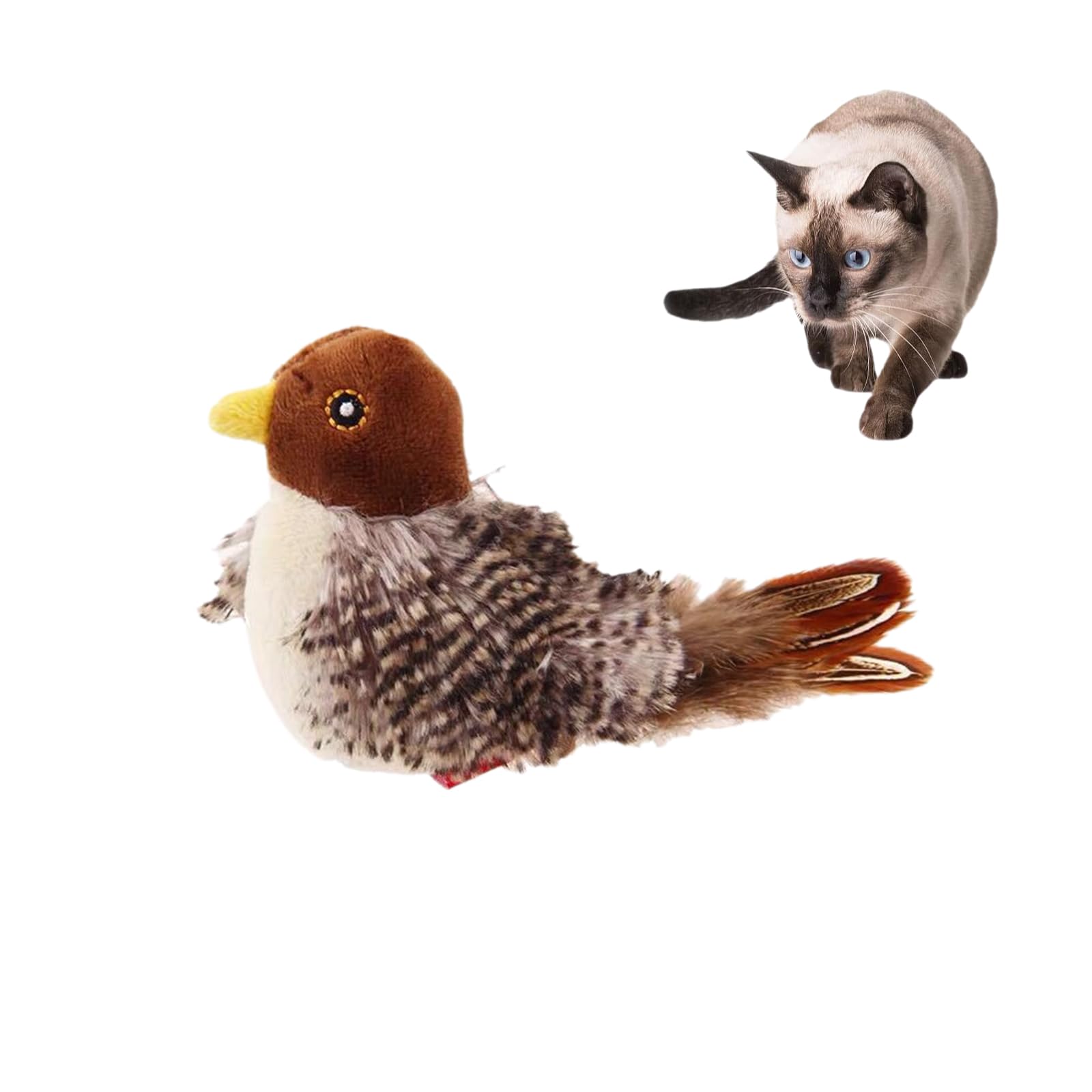 Interactive Chirping Bird Cat Toy, Flappy Bird Cat Toy, Flapping Bird Cat Toy, Flying Bird Cat Toy, Moving Cat Toy, Automatic Interactive Hunting Cat Toy Cat Enrichment Toys for Indoor Cats (D)