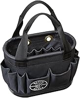 Klein Tools 5144BHB14OS Hard-Body Aerial Oval Tool Bucket - 29 Pockets, Drain Holes, Rugged Polyester for Linemen