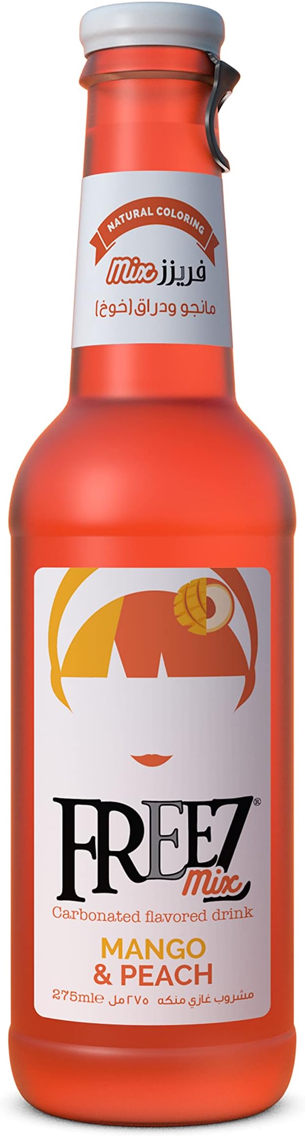 Freez - Carbonated Soda Flavored Cold Drink Non Alcoholic - Mango & Peach Mix - 275 ml, Orange