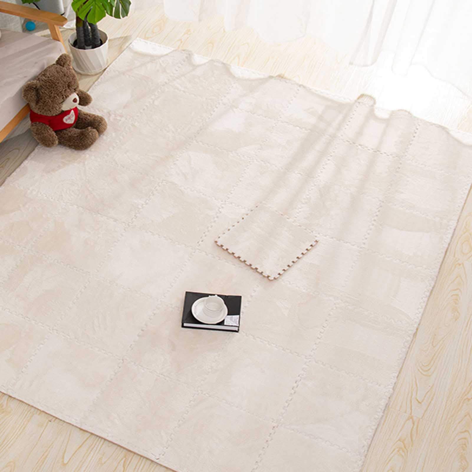 Tapis Puzzle EVA pour Enfants, Tapis De Mousse en Peluche Imbriqués avec Bords - Parfait pour Les Exercices Protection du Sol Au Garage, Le Yoga, Salle Jeux,Beige,12