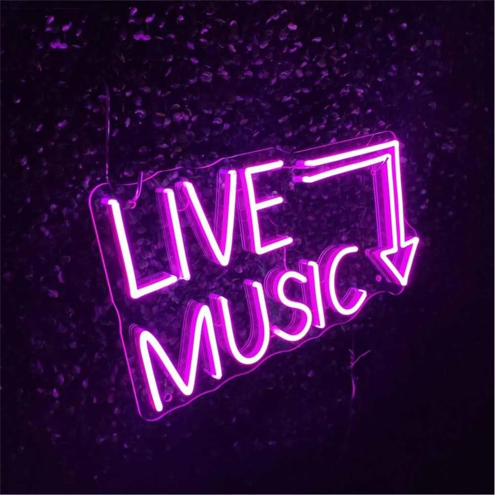 Insegna al Neon di Musica dal Vivo Barra della Musica Segno di Luce al Neon Festa in Musica LED Luce al Neon casa Camera Decorazione murale Negozio Decoro Festival Musicale luci al Neon,E
