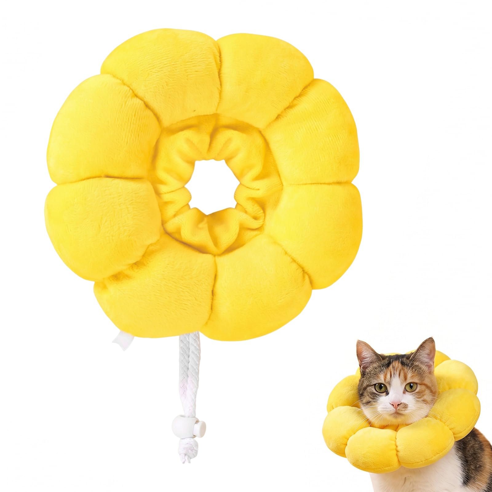 Bdfgh Cat Recovery Collar Cat Cone, Soft Cute Sun Flower Neck Pet Recovery Collar for Cats, Dog, Rabbit, Quicker Healing Pet Recovery Cone