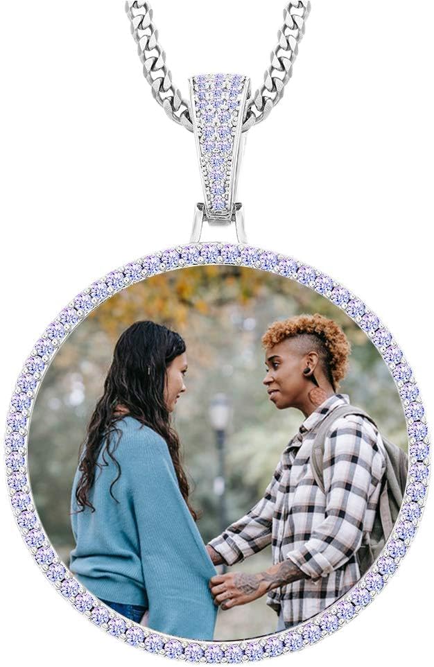 YIMERAIRE Oversized Large Custom Picture Necklace Pendant Personalized Photo Necklace Iced Out Necklce for Men