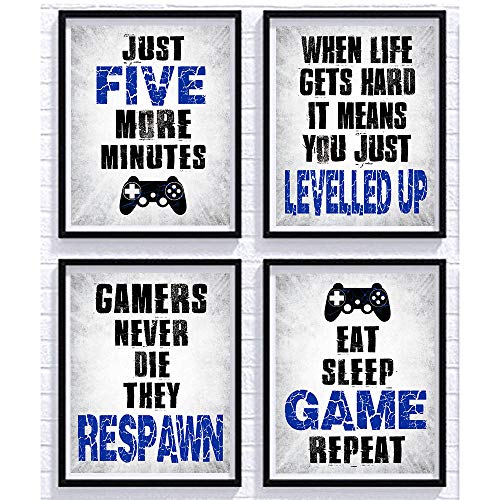 CHIEN-CHI LILI Vidro Game Decor Set of 4 (8”X10”), Game Themed Art Print Room Wall...