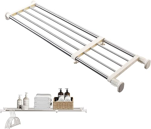 Miniatura 1 de BAOYOUNI Estantería de tensión ajustable para armario para ahorrar espacio divisores de ropa marfil 3307-4626 pulgadas