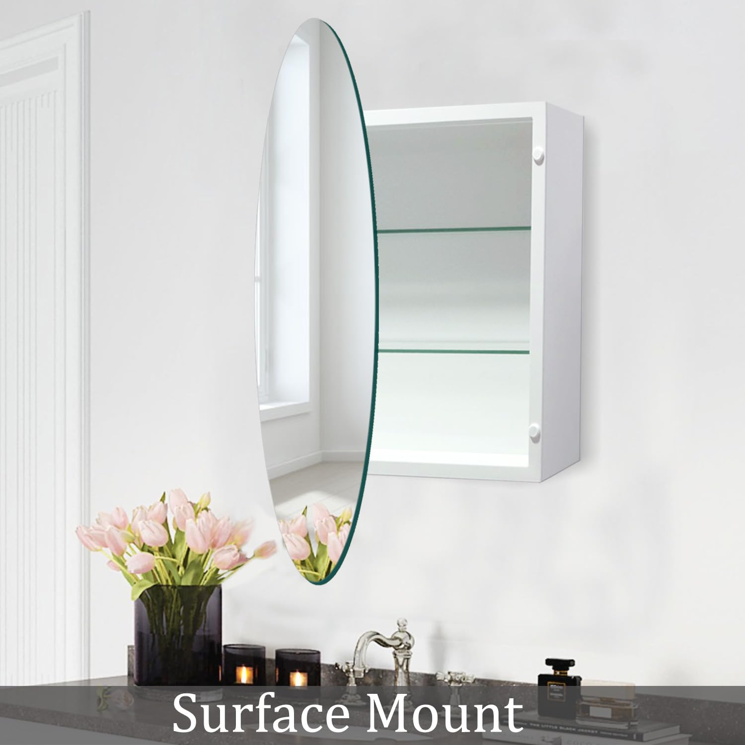 OFCASA Armoire De Salle De Bain à 3 Portes Miroir 70 * 16 * 63 Cm, Armoire De Toilette Miroir