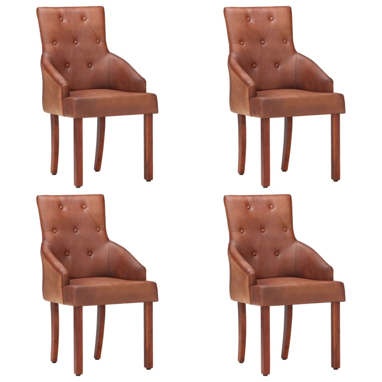 Krzesła do jadalni 4 szt. Krzesła do jadalni Krzesła Jadalnia Salon Meble Dining Chairs Krzesło do jadalni Brązowa Prawdziwa kozia skóra