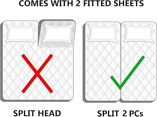 Miniatura 7 de Top Split King - Juego de sábanas de 4 piezas, 1 sábana encimera, 1 sábana bajera de bolsillo profundo de 12 a 16 pulgadas (división superior de 32