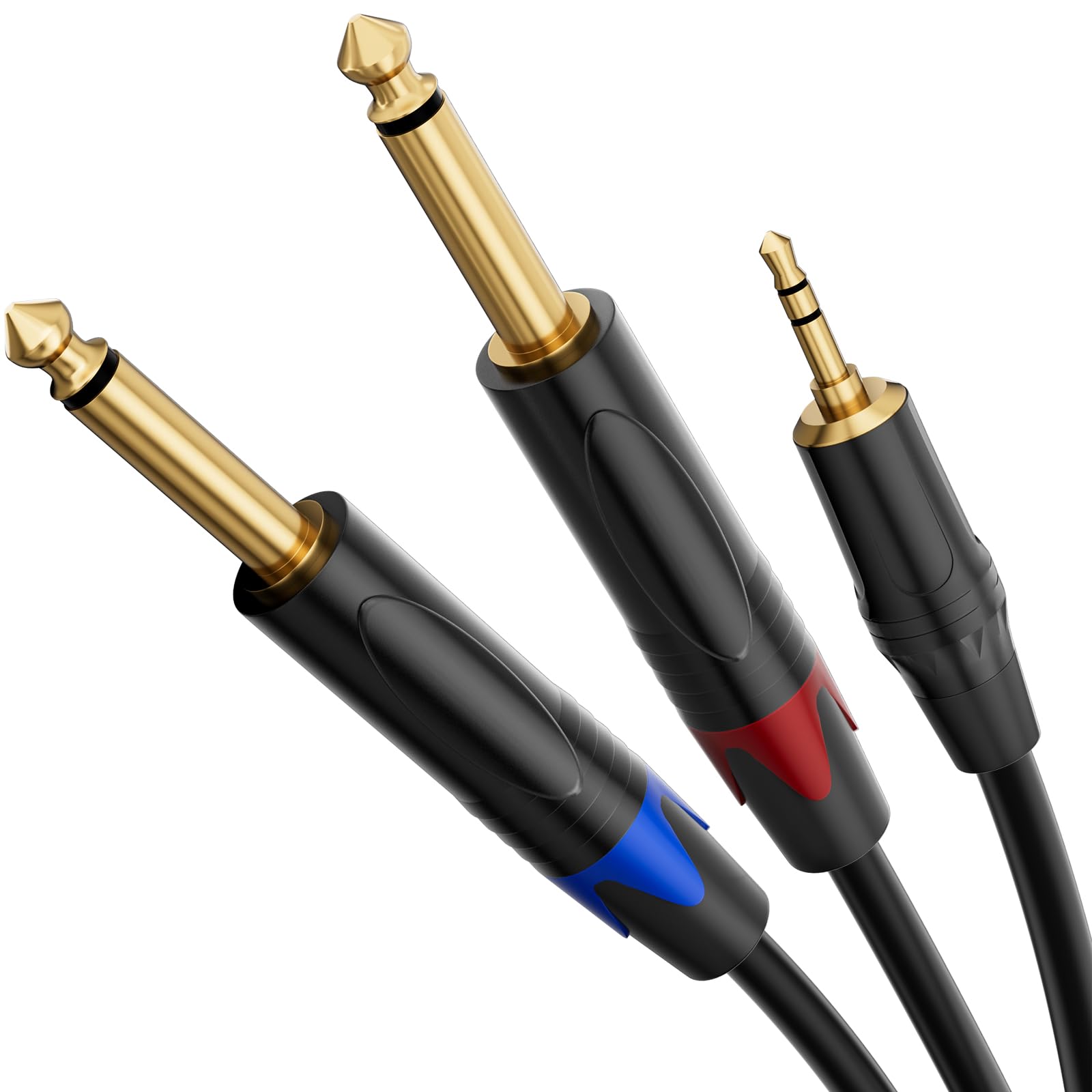 Cavo stereo da 3,5 mm a 6,35 mm, 1 m, mini jack TRS da 3,5 mm a doppio TS mono da 6,35 mm, cavo splitter a Y per lettori CD, altoparlanti, amplificatori