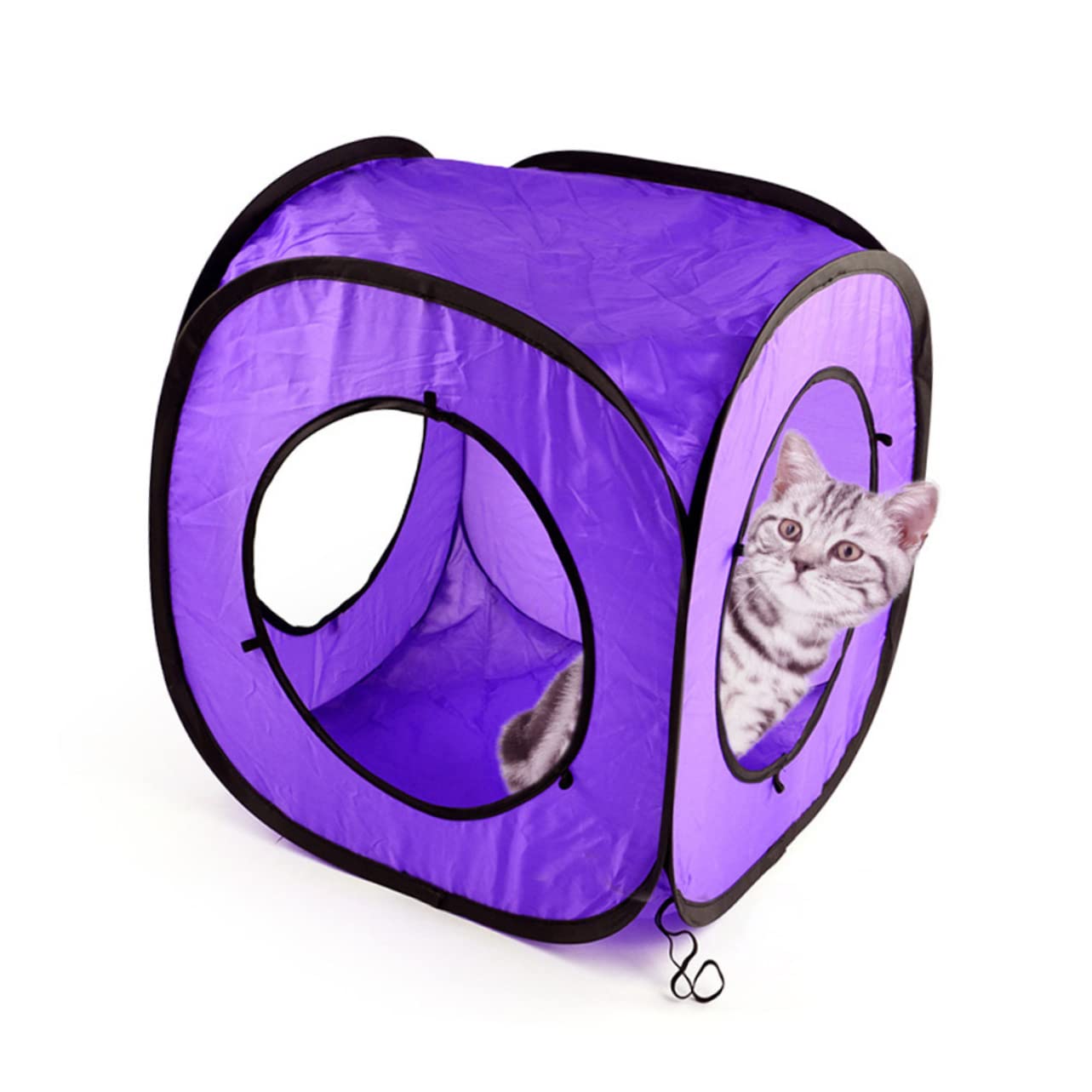 Toyvian Jouet Tunnel pour Chatons Pliable Interactif 3 Pièces Pourpre