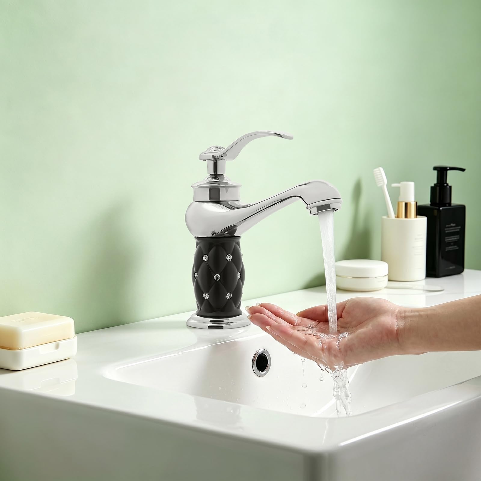 Rubinetto da bagno retrò in ottone antico, miscelatore monocomando con cartuccia in ceramica, bocca di erogazione da 120 mm, con tubo flessibile e connettori G3/8, C