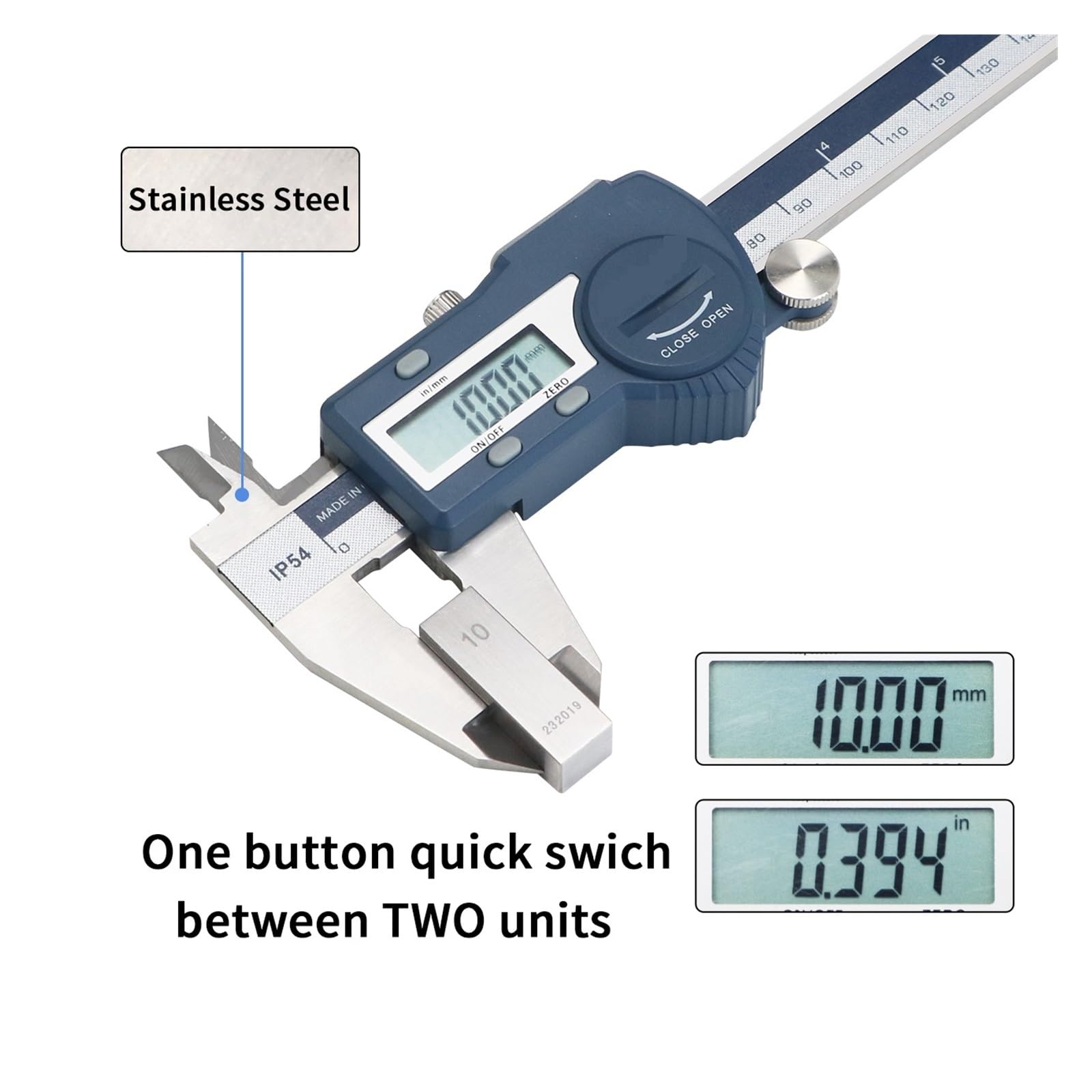 Calibrador digital, Calibrador Digital IP54, regla de calibrador electrónico de 150mm, calibrador Vernier Digital, calibradores digitales de acero inoxidable de 150mm para bricolaje/hogar(5000-150)