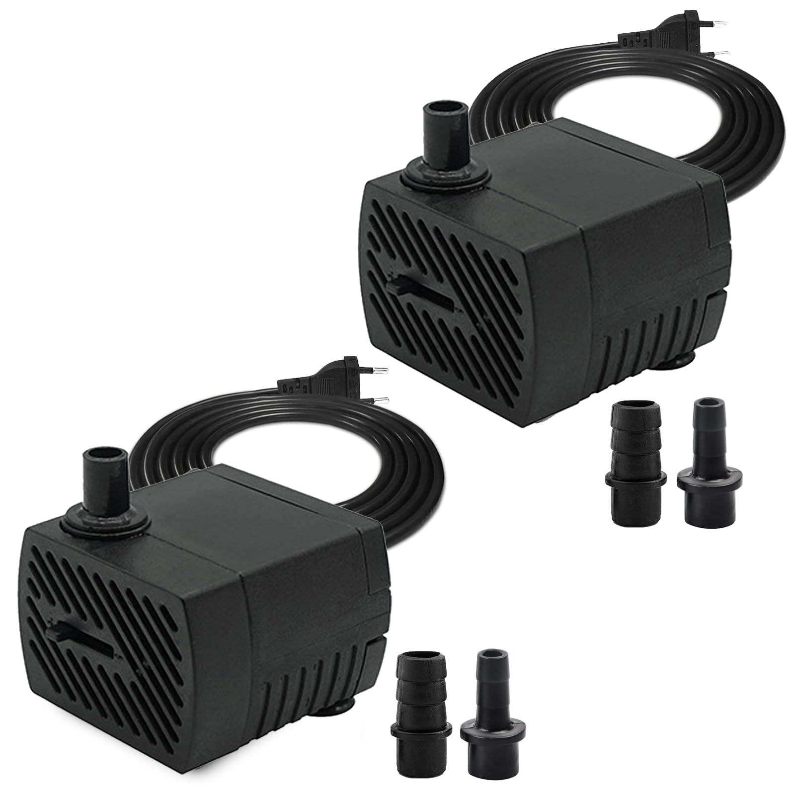 GERUI 2 x mini pompa wodna, 280 l/h, 4 W, 220 V-240 V, 50/60 Hz, regulowana objętość wody 8/13 mm, pompa do fontanny, nadaje się do małych akwariów, pomp do akwarium, ogrodów