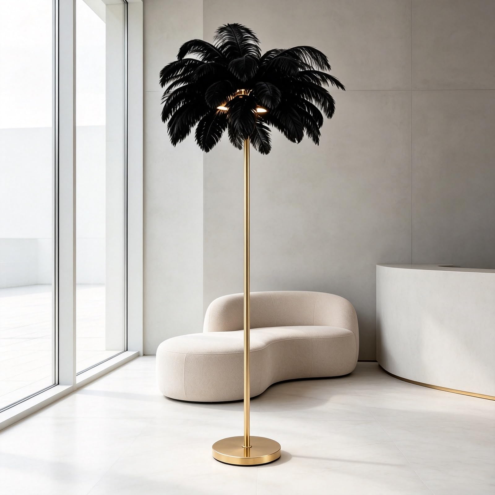 LCNDKF Luxury Tall Feather Floor Standing Lamp