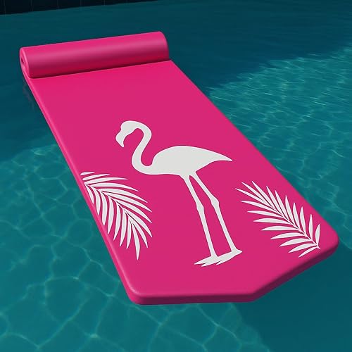 California Sun Flotador de piscina sumergido en vinilo de lujo con almohada incorporada, tumbona de espuma suave de celda cerrada para adultos,