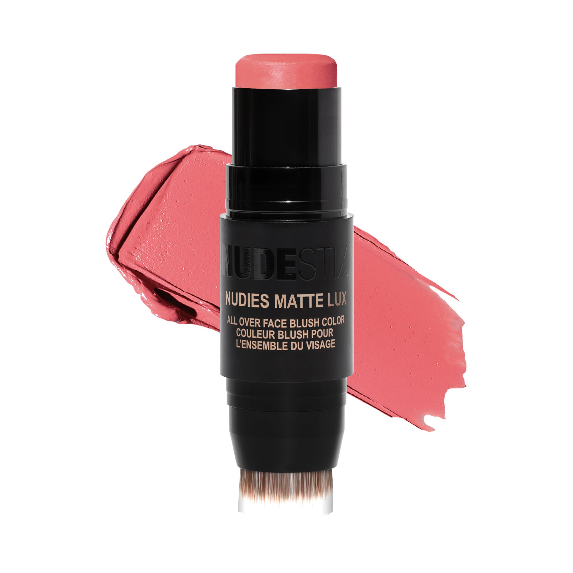 NudestixNudies Matte Lux – 3-in-1 Soft-Matte Blush Stick for Cheeks, Eyes & Lips with Built-In Brush | Cream-to-Powder Finish with Blurring Effect | Juicy Melons