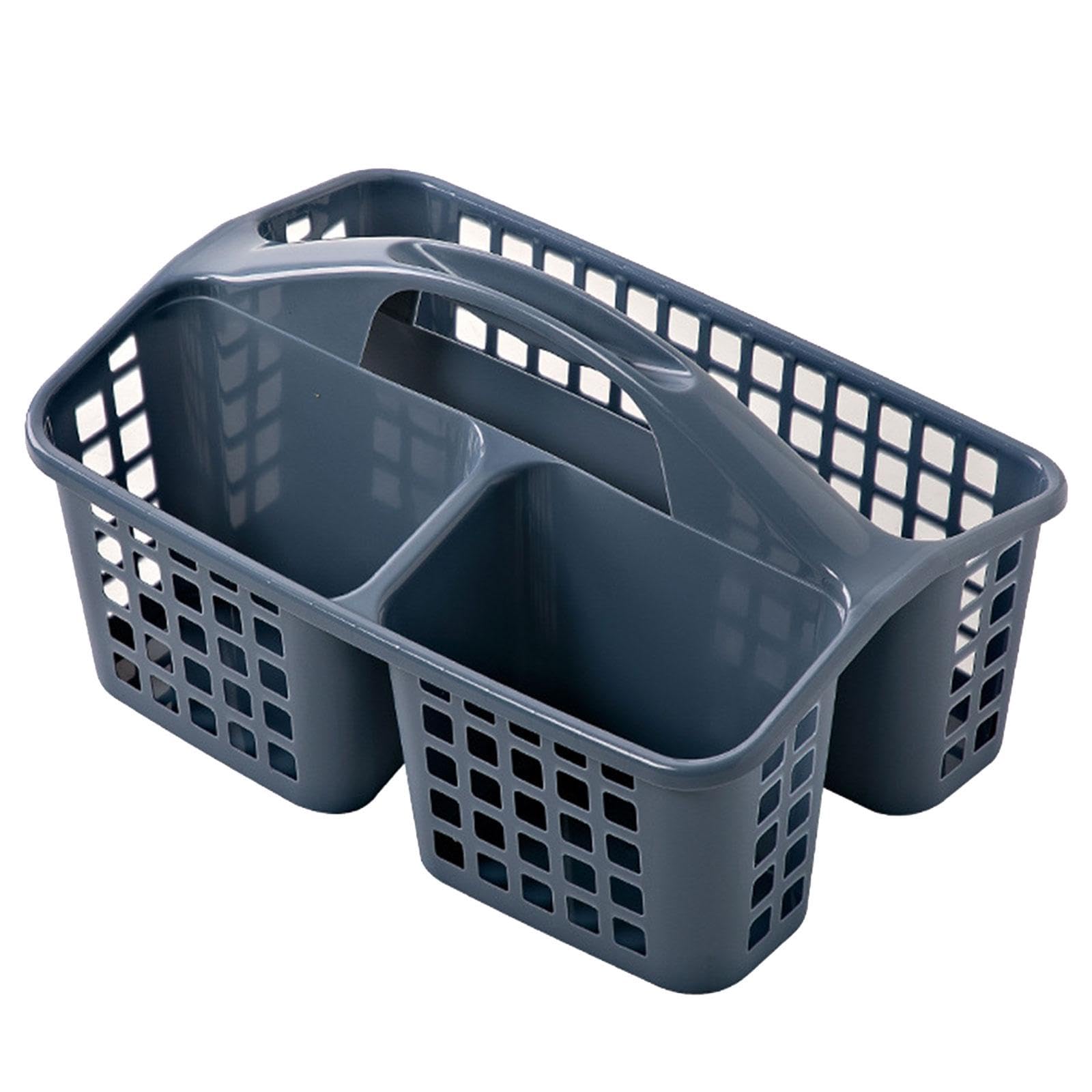 ATORSE® Portable Shower Caddy Basket Cleaning Supplies Bucket 3 Divided Compartments Blue 4
