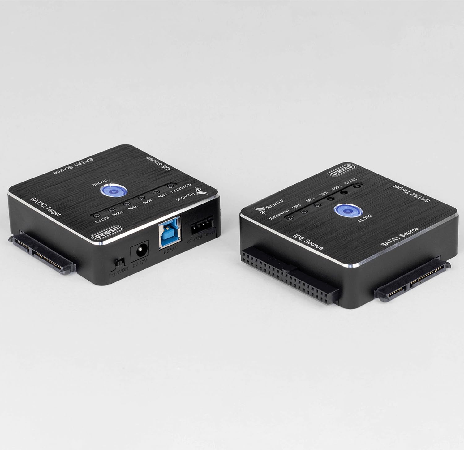Reagle Adaptador USB SATA IDE con Función de Clonación Offline, Convertidor HDD SSD hasta 16TB, USB 3.2 Gen 1 5Gb/s, para Discos 2,5 y 3,5 Pulgadas SATA I/II/III IDE, Lectores CD DVD, Windows Mac