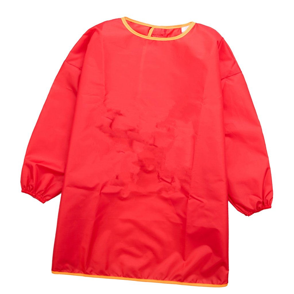 HomeDecTime 10 Pack Kids Art Smocks Children Waterproof Artist Painting Aprons with Long Sleeve for Age 3-8 Years, Red Color - Image 4