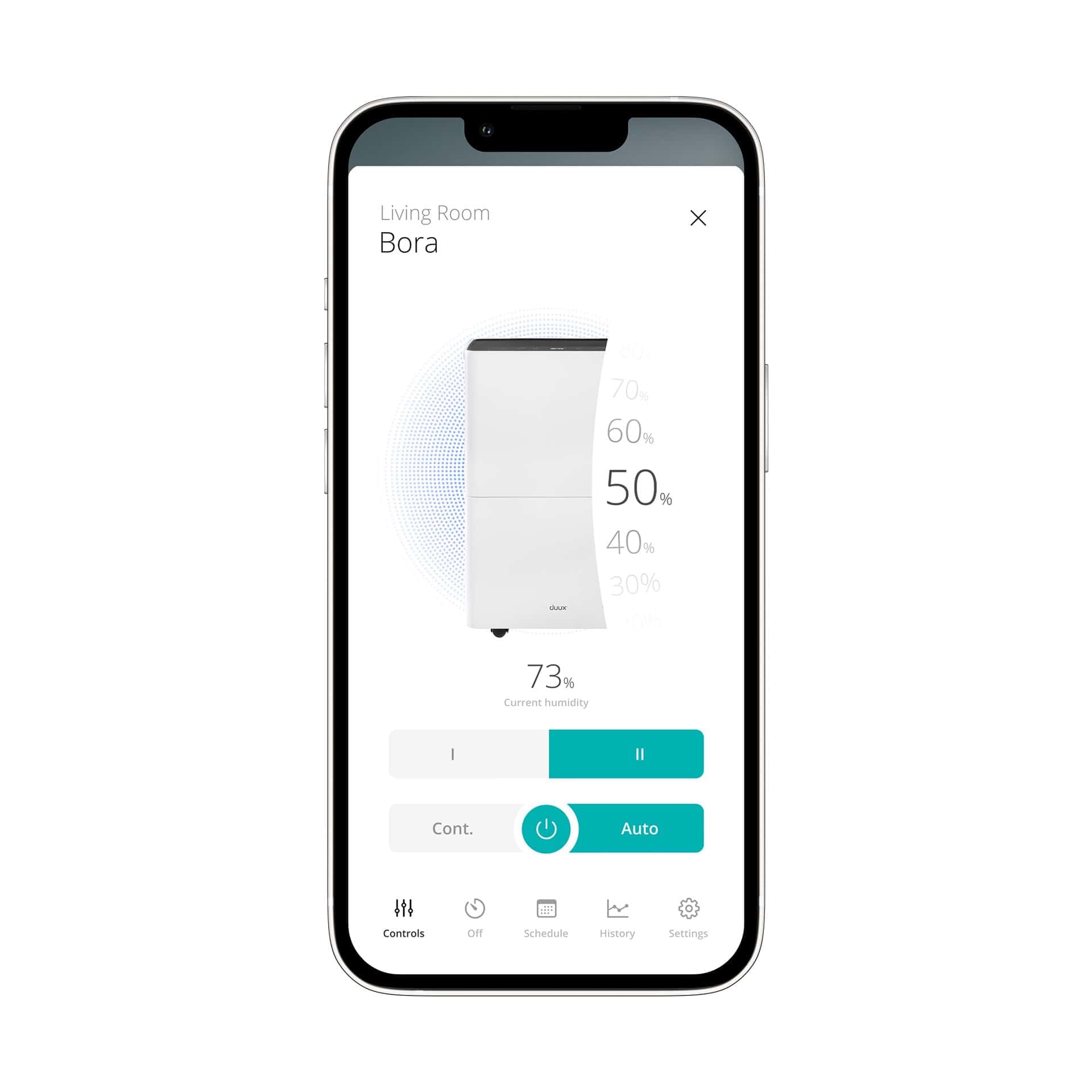 Duux Bora Smart osuszacz powietrza, 20 l / dzień, zbiornik na wodę 4 l, dehumidifier z higrostatem, tryb suszenia prania