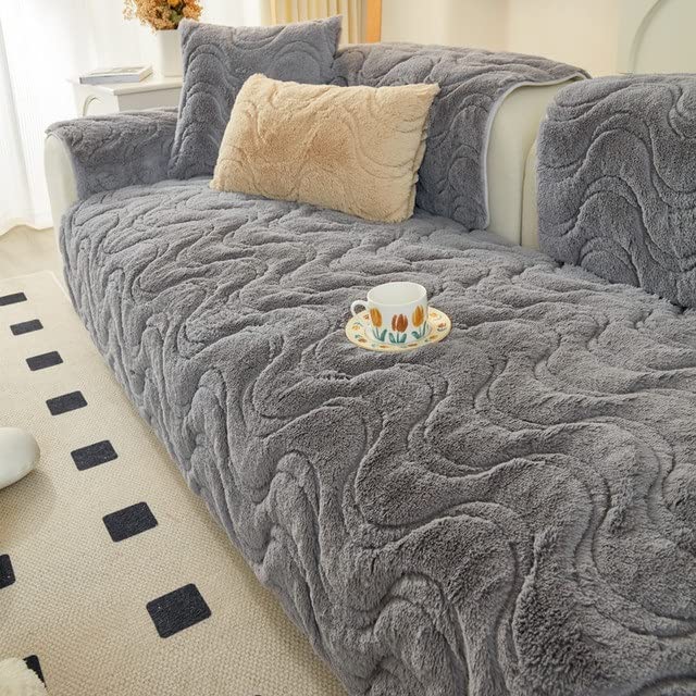 Sofa Slipcover Corner 3/2/1/4 Seater Sofa Cover L Shape Couch Cover Velvet Thick Sofa Protector Anti-slip Reversible Quilted Corner Slipcovers Washable for Sectional Couch ( Color : M , Size : 90x180c